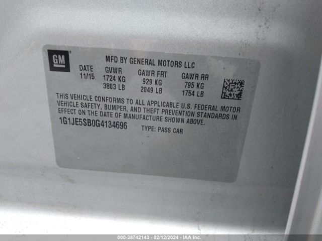 Photo 8 VIN: 1G1JE5SB0G4134696 - CHEVROLET SONIC 