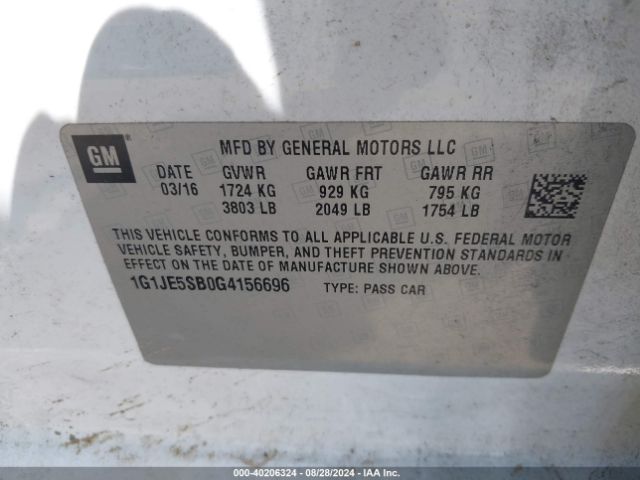 Photo 8 VIN: 1G1JE5SB0G4156696 - CHEVROLET SONIC 