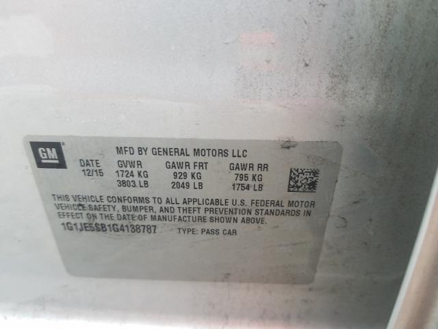 Photo 9 VIN: 1G1JE5SB1G4138787 - CHEVROLET SONIC LTZ 