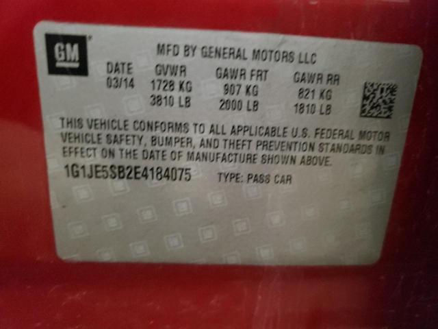 Photo 9 VIN: 1G1JE5SB2E4184075 - CHEVROLET SONIC LTZ 