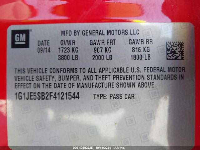 Photo 8 VIN: 1G1JE5SB2F4121544 - CHEVROLET SONIC 