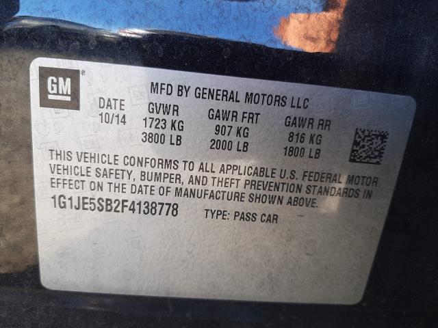 Photo 9 VIN: 1G1JE5SB2F4138778 - CHEVROLET SONIC LTZ 