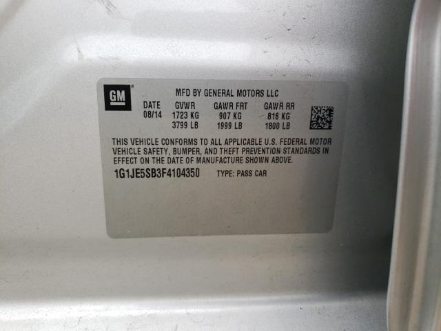 Photo 9 VIN: 1G1JE5SB3F4104350 - CHEVROLET SONIC LTZ 