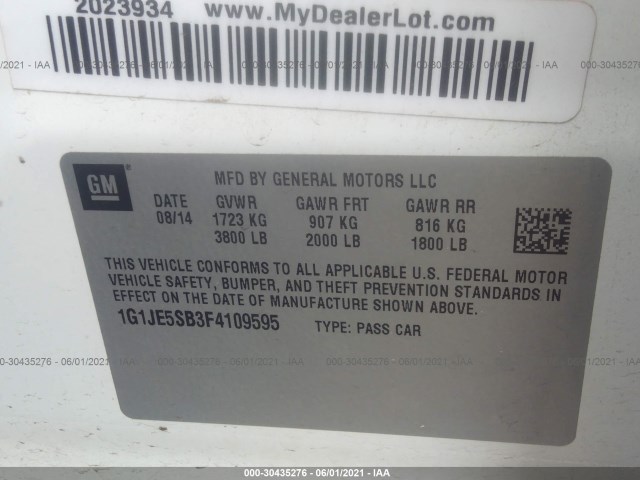 Photo 8 VIN: 1G1JE5SB3F4109595 - CHEVROLET SONIC 