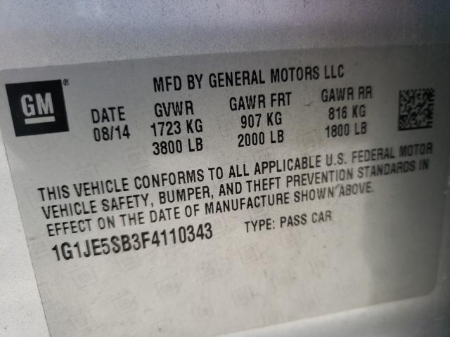 Photo 9 VIN: 1G1JE5SB3F4110343 - CHEVROLET SONIC LTZ 