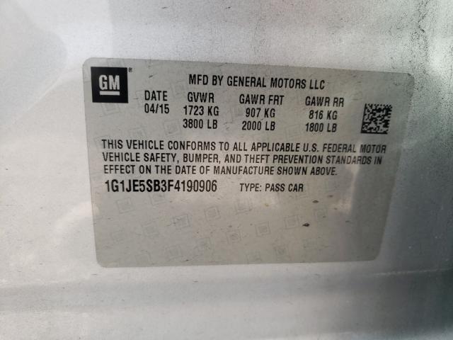 Photo 9 VIN: 1G1JE5SB3F4190906 - CHEVROLET SONIC LTZ 