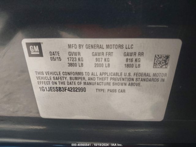 Photo 8 VIN: 1G1JE5SB3F4202990 - CHEVROLET SONIC 