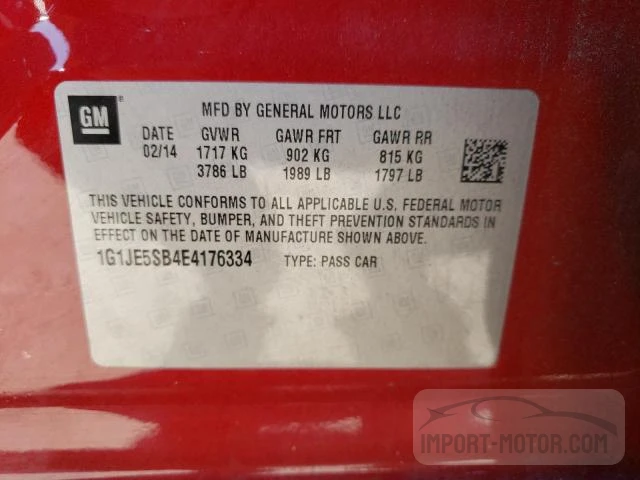 Photo 11 VIN: 1G1JE5SB4E4176334 - CHEVROLET SONIC 