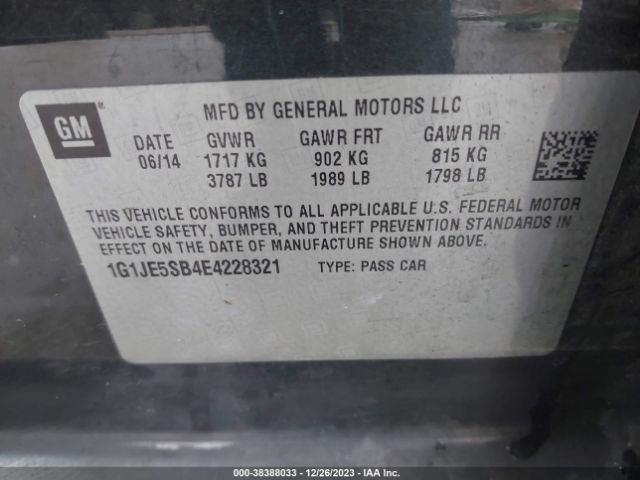 Photo 8 VIN: 1G1JE5SB4E4228321 - CHEVROLET SONIC 