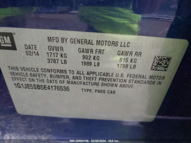 Photo 8 VIN: 1G1JE5SB5E4176536 - CHEVROLET SONIC 