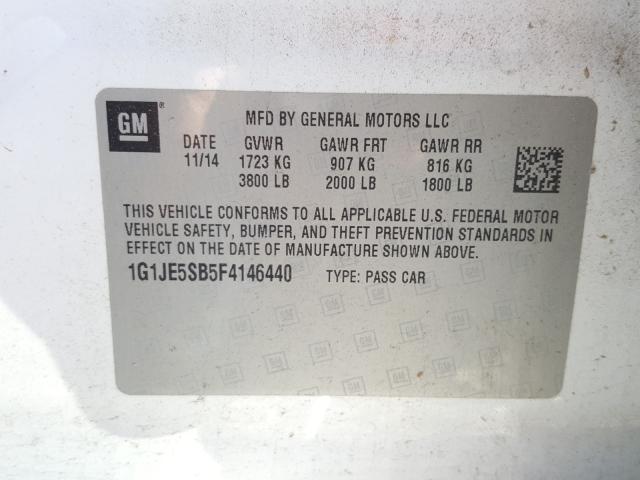 Photo 9 VIN: 1G1JE5SB5F4146440 - CHEVROLET SONIC LTZ 