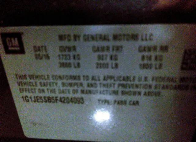 Photo 8 VIN: 1G1JE5SB5F4204093 - CHEVROLET SONIC 