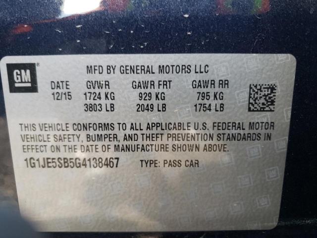 Photo 12 VIN: 1G1JE5SB5G4138467 - CHEVROLET SONIC LTZ 