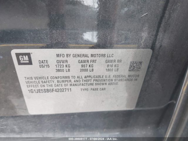 Photo 8 VIN: 1G1JE5SB6F4202711 - CHEVROLET SONIC 