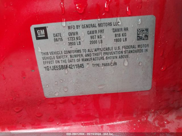 Photo 8 VIN: 1G1JE5SB6F4211845 - CHEVROLET SONIC 