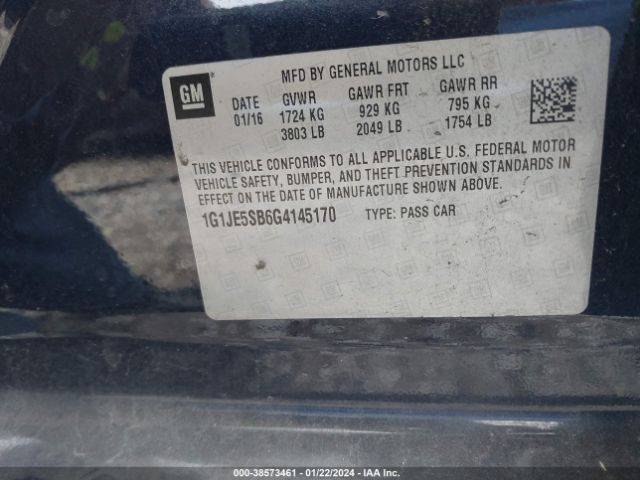 Photo 8 VIN: 1G1JE5SB6G4145170 - CHEVROLET SONIC 