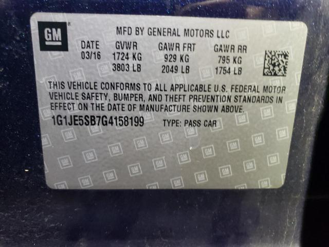 Photo 11 VIN: 1G1JE5SB7G4158199 - CHEVROLET SONIC 