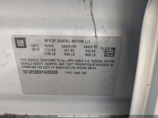 Photo 8 VIN: 1G1JE5SBXF4205028 - CHEVROLET SONIC 