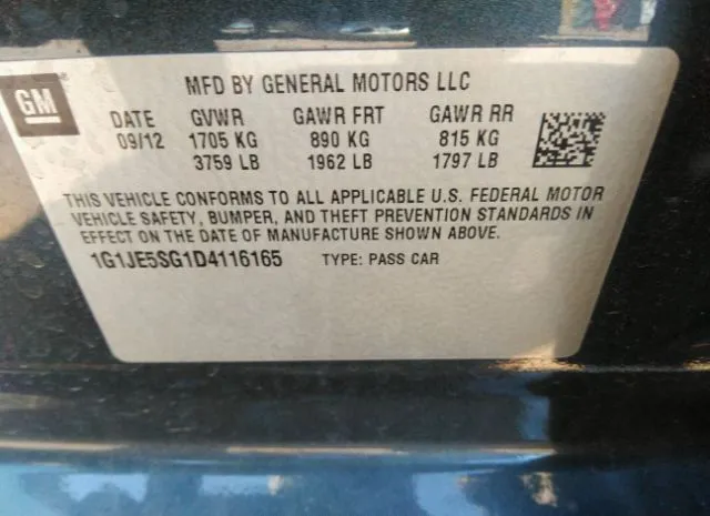 Photo 8 VIN: 1G1JE5SG1D4116165 - CHEVROLET SONIC 