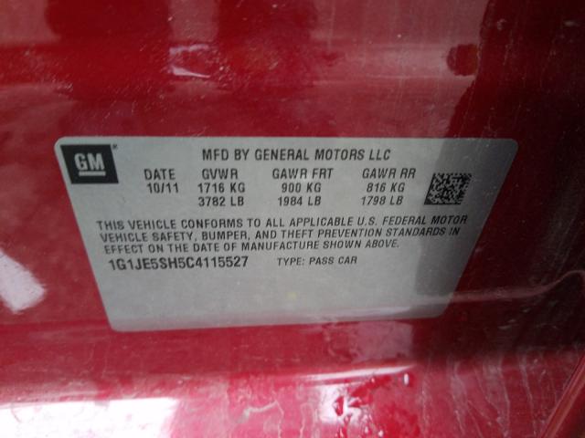 Photo 9 VIN: 1G1JE5SH5C4115527 - CHEVROLET SONIC LTZ 