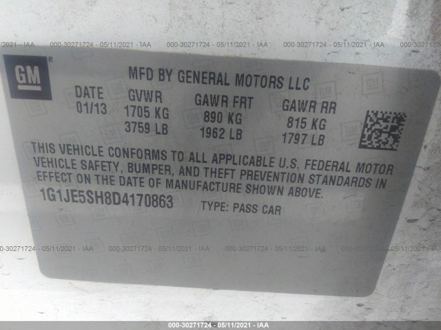 Photo 8 VIN: 1G1JE5SH8D4170863 - CHEVROLET SONIC 