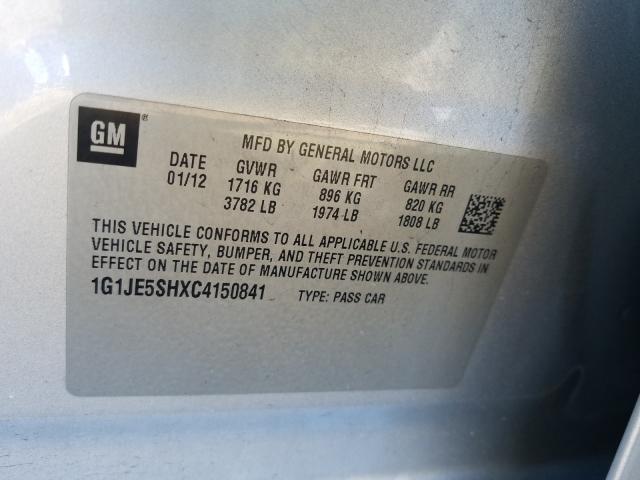 Photo 9 VIN: 1G1JE5SHXC4150841 - CHEVROLET SONIC LTZ 