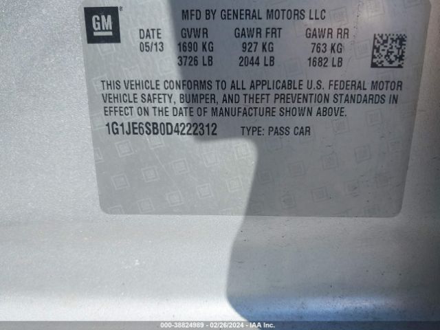 Photo 8 VIN: 1G1JE6SB0D4222312 - CHEVROLET SONIC 