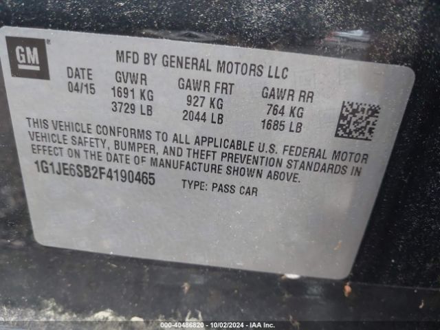 Photo 8 VIN: 1G1JE6SB2F4190465 - CHEVROLET SONIC 