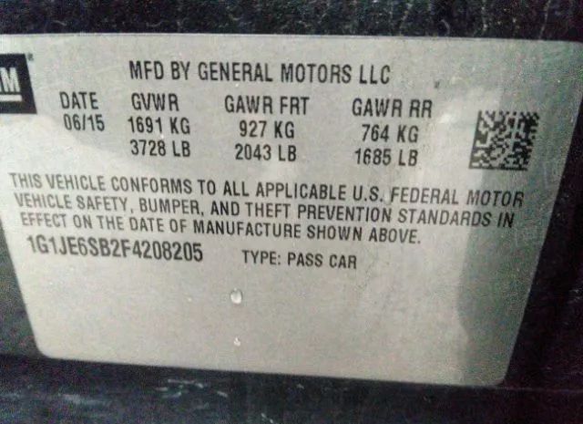 Photo 8 VIN: 1G1JE6SB2F4208205 - CHEVROLET SONIC 