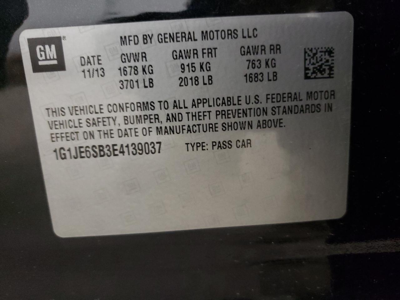 Photo 11 VIN: 1G1JE6SB3E4139037 - CHEVROLET SONIC 