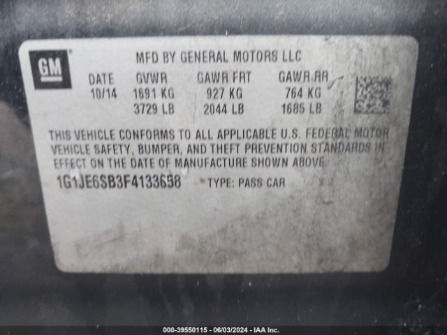 Photo 8 VIN: 1G1JE6SB3F4133658 - CHEVROLET SONIC 