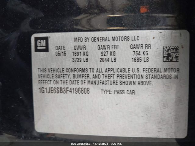 Photo 8 VIN: 1G1JE6SB3F4196808 - CHEVROLET SONIC 