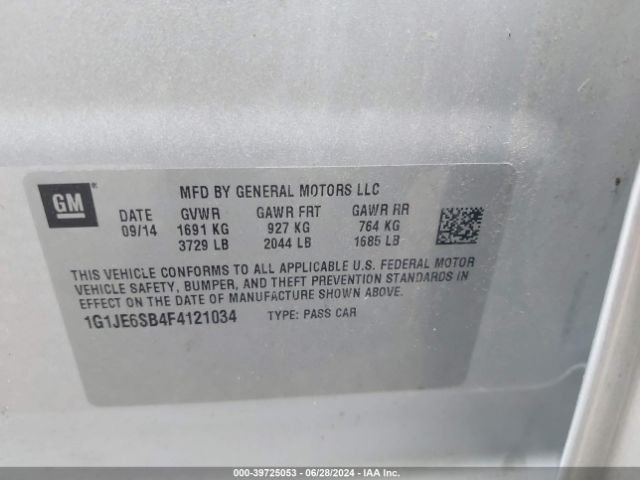 Photo 8 VIN: 1G1JE6SB4F4121034 - CHEVROLET SONIC 