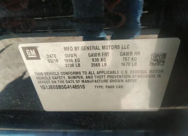 Photo 8 VIN: 1G1JE6SB5G4148910 - CHEVROLET SONIC 