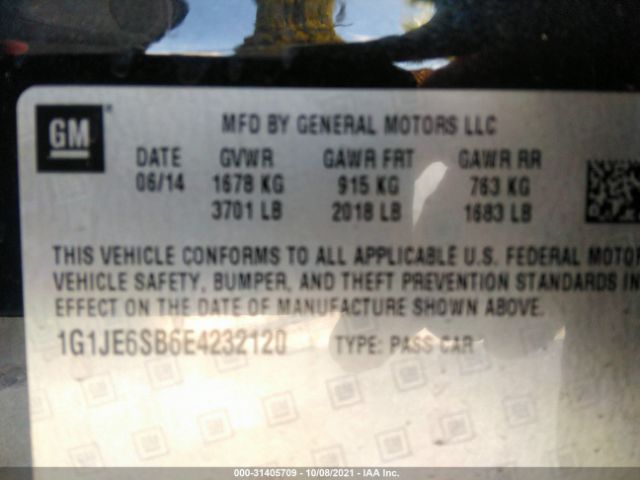 Photo 8 VIN: 1G1JE6SB6E4232120 - CHEVROLET SONIC 