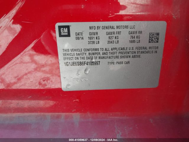 Photo 8 VIN: 1G1JE6SB6F4105997 - CHEVROLET SONIC 