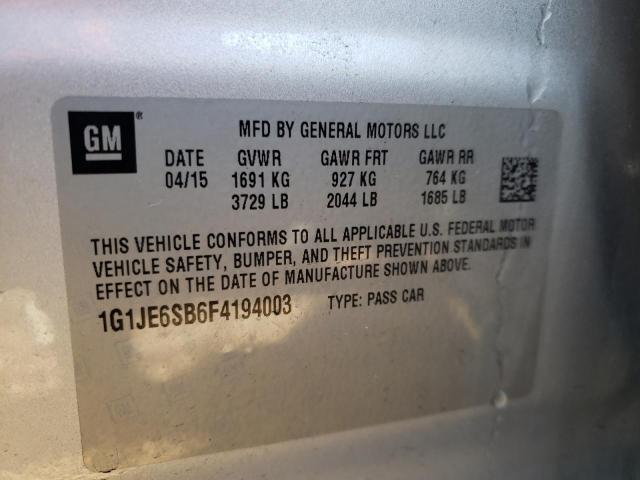 Photo 9 VIN: 1G1JE6SB6F4194003 - CHEVROLET SONIC LTZ 