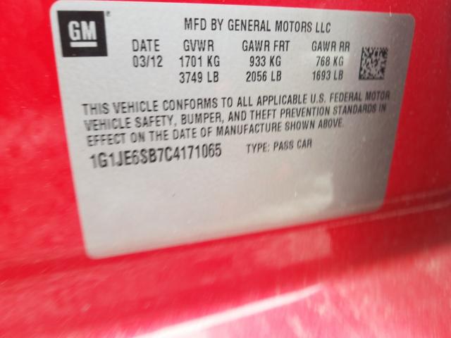 Photo 9 VIN: 1G1JE6SB7C4171065 - CHEVROLET SONIC LTZ 