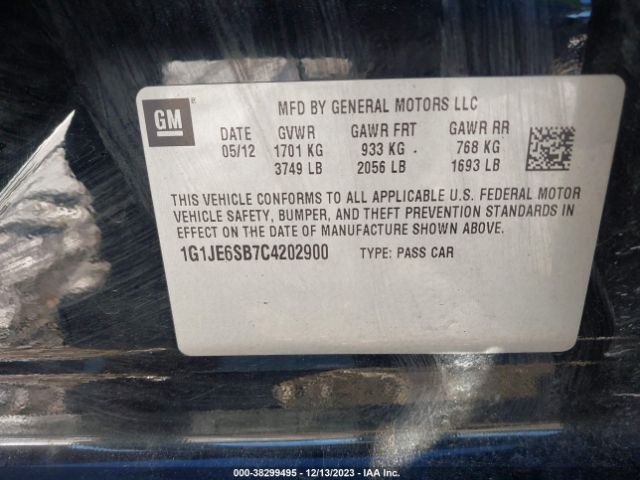 Photo 8 VIN: 1G1JE6SB7C4202900 - CHEVROLET SONIC 