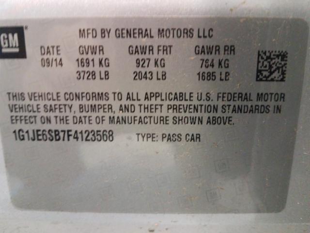 Photo 9 VIN: 1G1JE6SB7F4123568 - CHEVROLET SONIC LTZ 