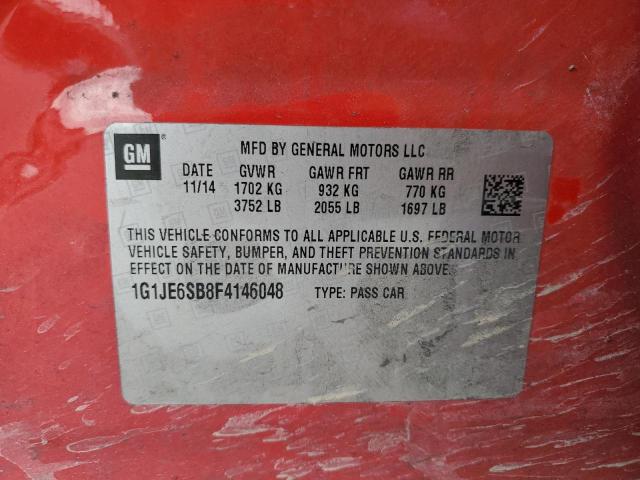 Photo 12 VIN: 1G1JE6SB8F4146048 - CHEVROLET SONIC 