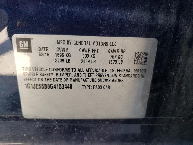 Photo 9 VIN: 1G1JE6SB8G4153440 - CHEVROLET SONIC LTZ 