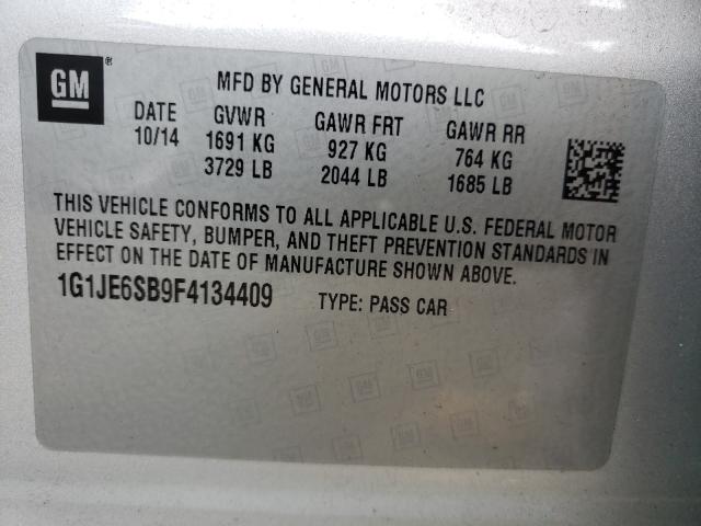 Photo 9 VIN: 1G1JE6SB9F4134409 - CHEVROLET SONIC LTZ 