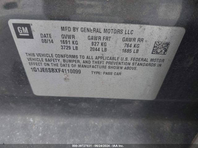 Photo 8 VIN: 1G1JE6SBXF4110099 - CHEVROLET SONIC 