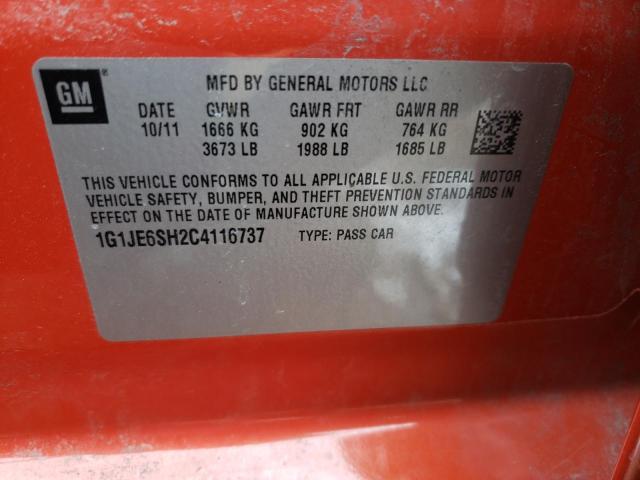 Photo 9 VIN: 1G1JE6SH2C4116737 - CHEVROLET SONIC LTZ 