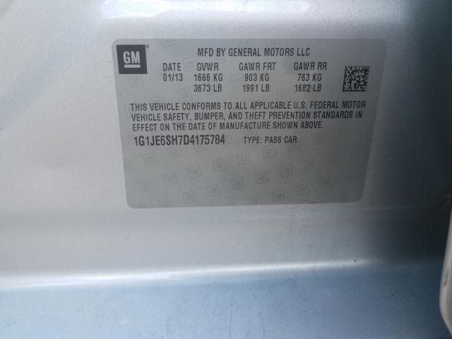 Photo 9 VIN: 1G1JE6SH7D4175784 - CHEVROLET SONIC LTZ 