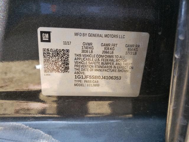 Photo 9 VIN: 1G1JF5SB0J4106353 - CHEVROLET SONIC PREM 