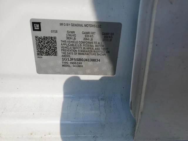 Photo 11 VIN: 1G1JF5SB0J4138834 - CHEVROLET SONIC PREM 