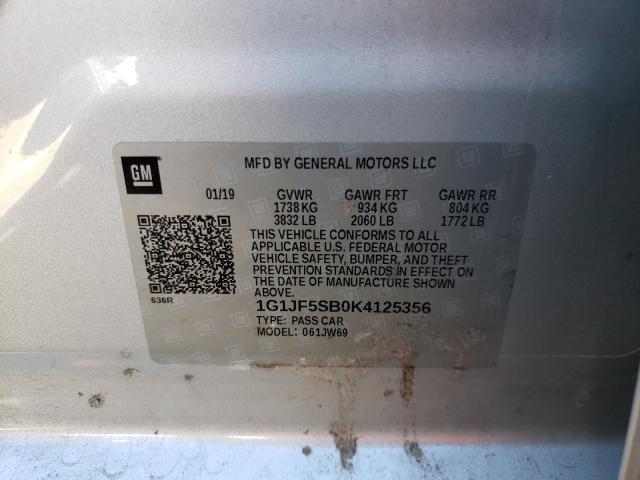 Photo 9 VIN: 1G1JF5SB0K4125356 - CHEVROLET SONIC PREM 