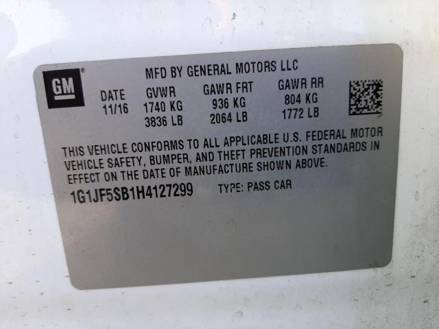 Photo 9 VIN: 1G1JF5SB1H4127299 - CHEVROLET SONIC PREM 